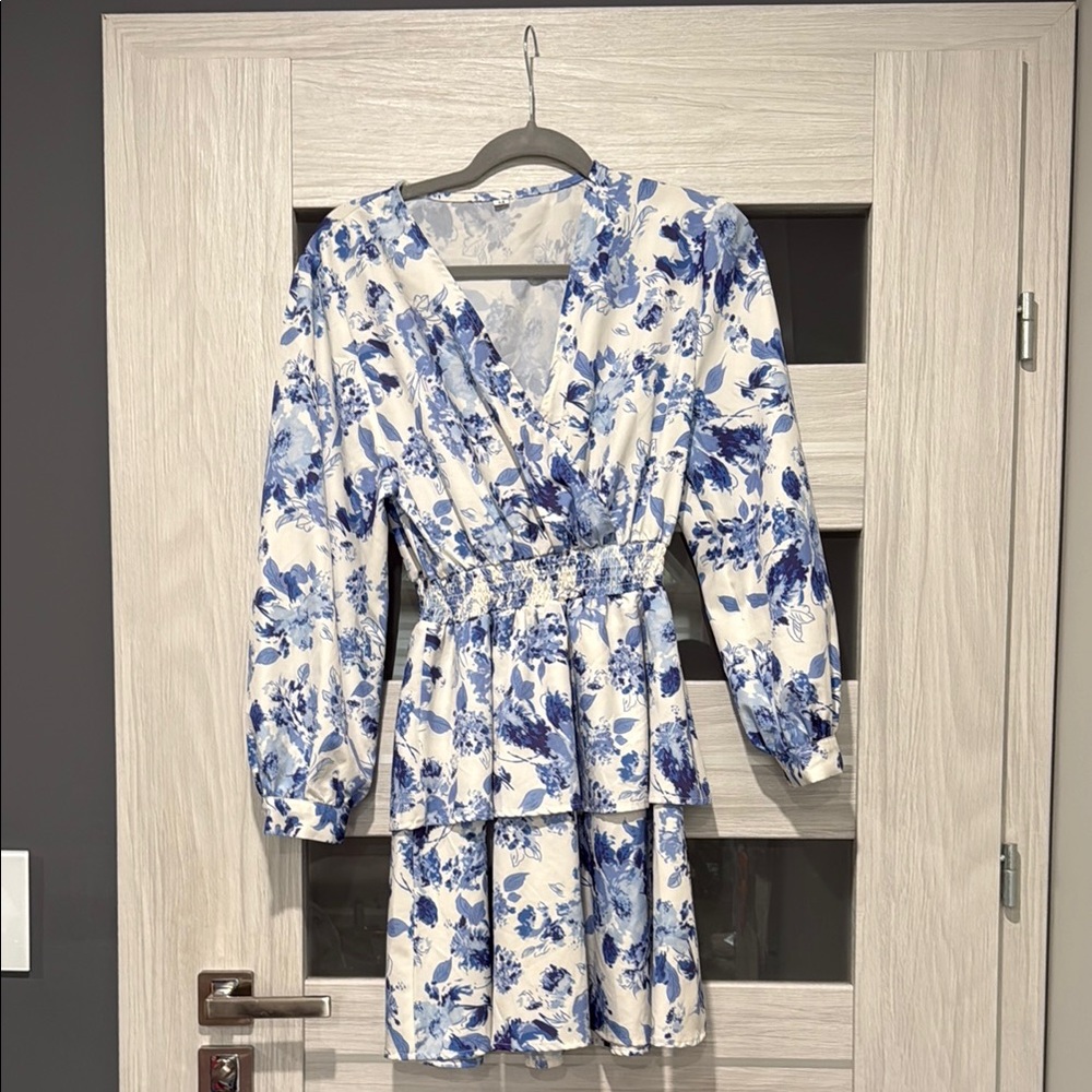 Floral Blue and White Dress